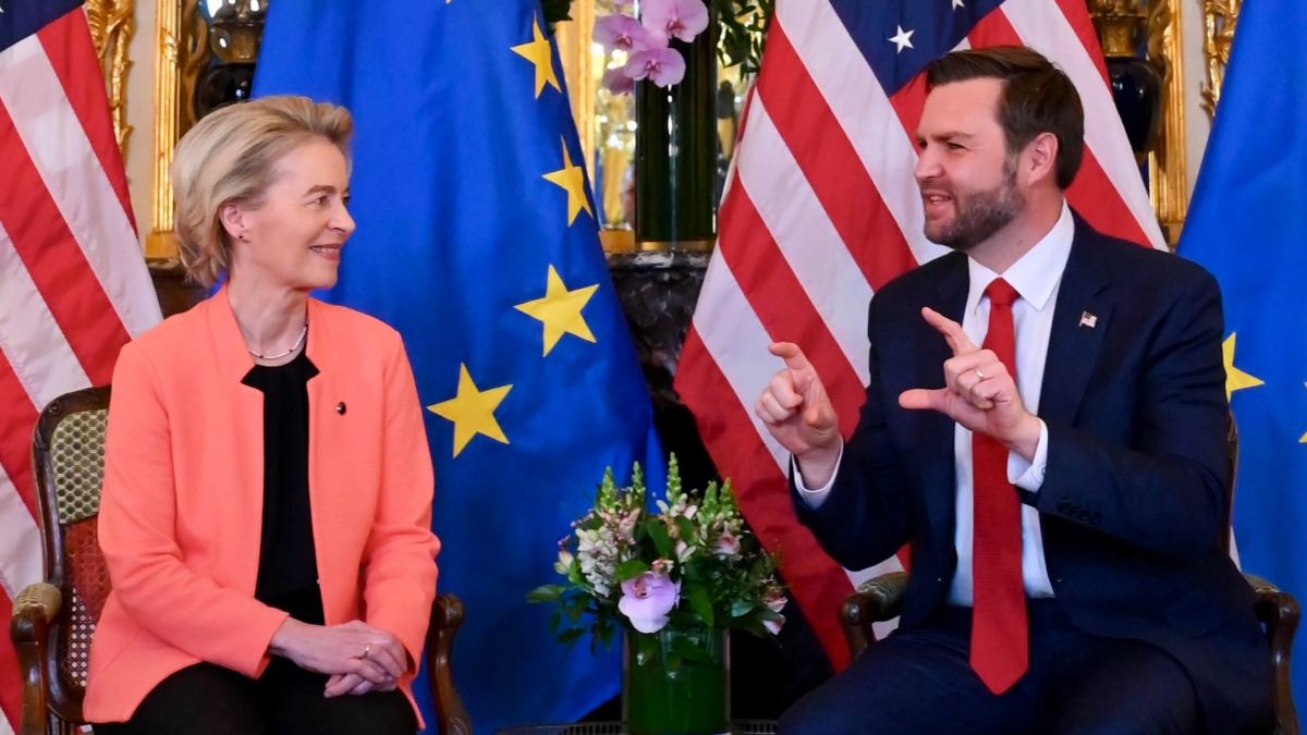 Ursula von der Leyen and JD Vance at the Paris AI Summit