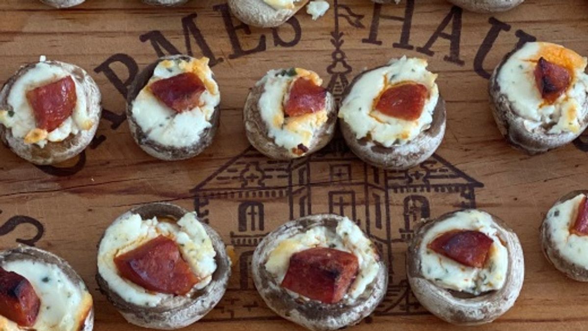 Mushrooms Stuffed with Boursin and Chorizo