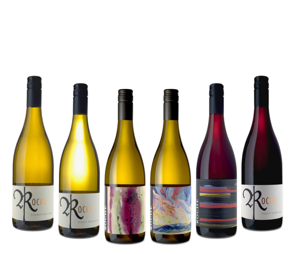 The six bottles of the Roche Oregon Bundle lined up side by side