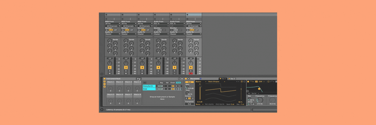 Demonstration of how to map parameters to your macro knobs in Ableton's instrument effect rack.