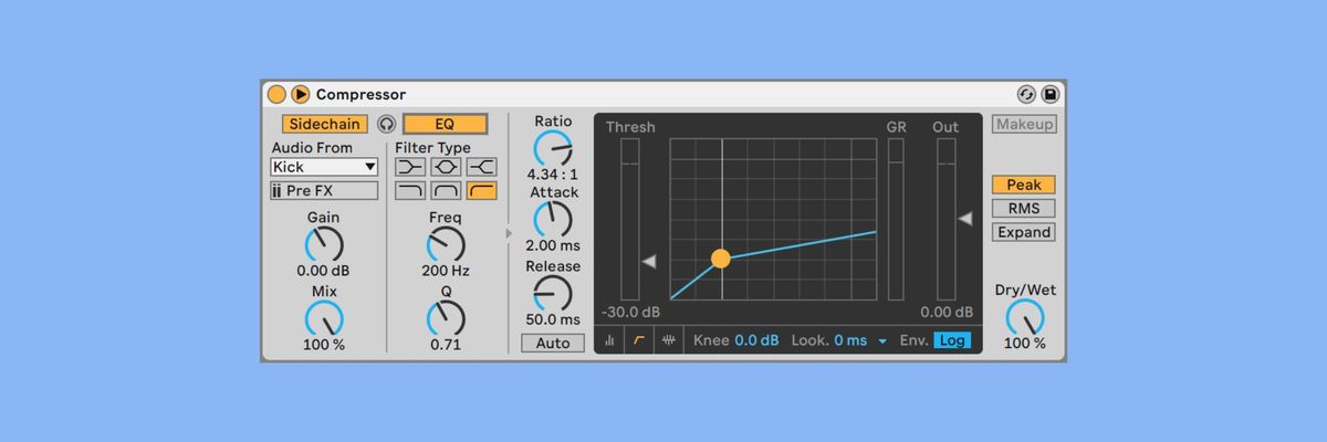 Demonstration of Ableton's Sidechain EQ detection within the compressor effect.