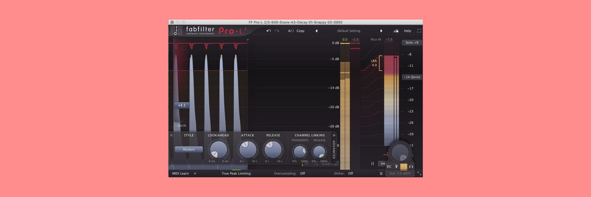 Demonstration of Fabfilter's Pro-L2 as an example of a limiter.