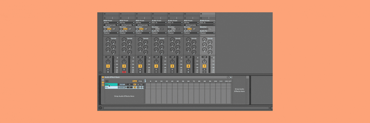 Example of how to create a wet and dry chain within your Ableton Effect Rack.