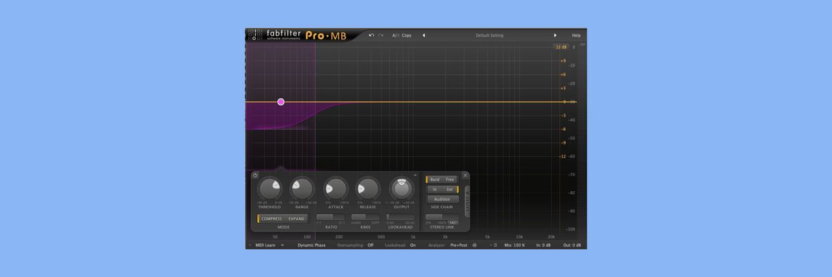 Demonstration of Fabfilter's Pro-MB, showing how you can sidechain with a multiband compressor.