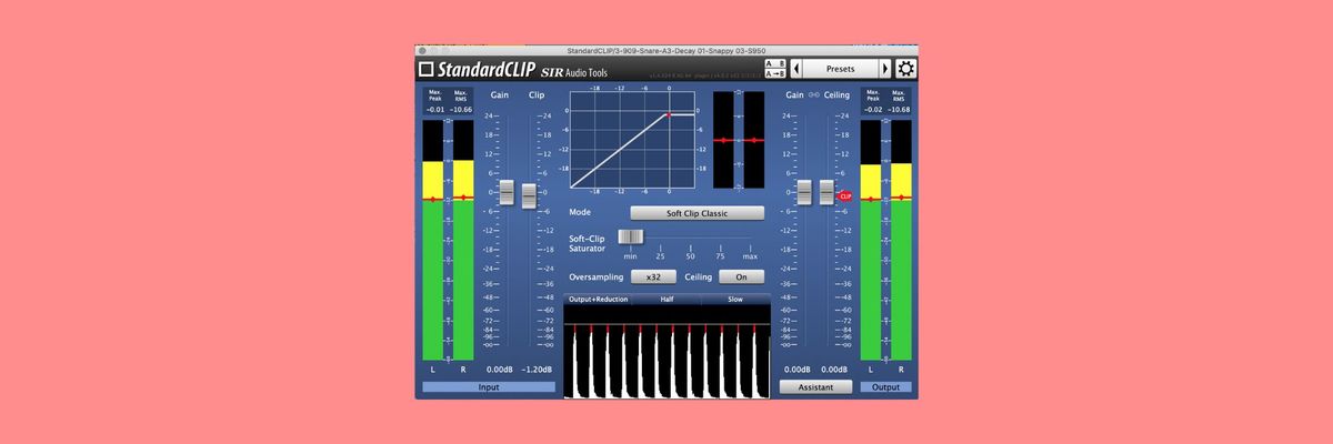 Demonstration of the SIR Audio Tools StandardCLIP as a soft-clipping example.