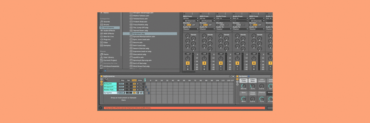 Demonstration of how to map your chain selector to a macro knob in Ableton's Instrument Rack.