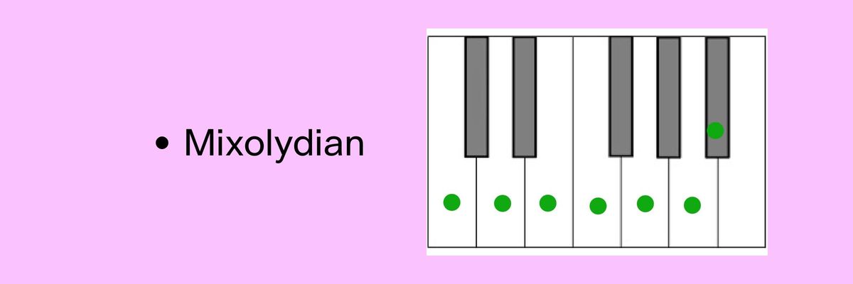 Example of the Mixolydian mode in the key of C major.