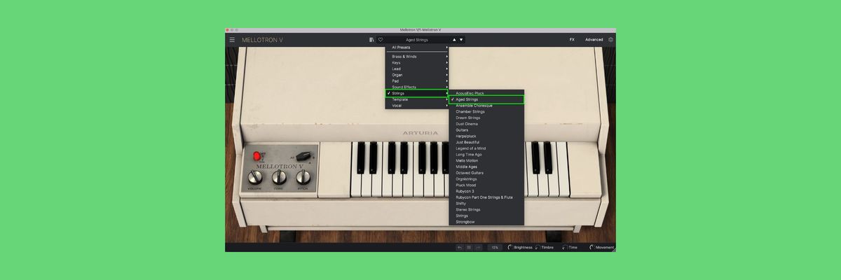 Display View of Arturia's Mellotron V.