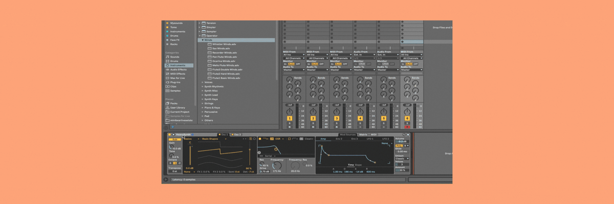 Demonstration of how to drag a device into an instrument chain.