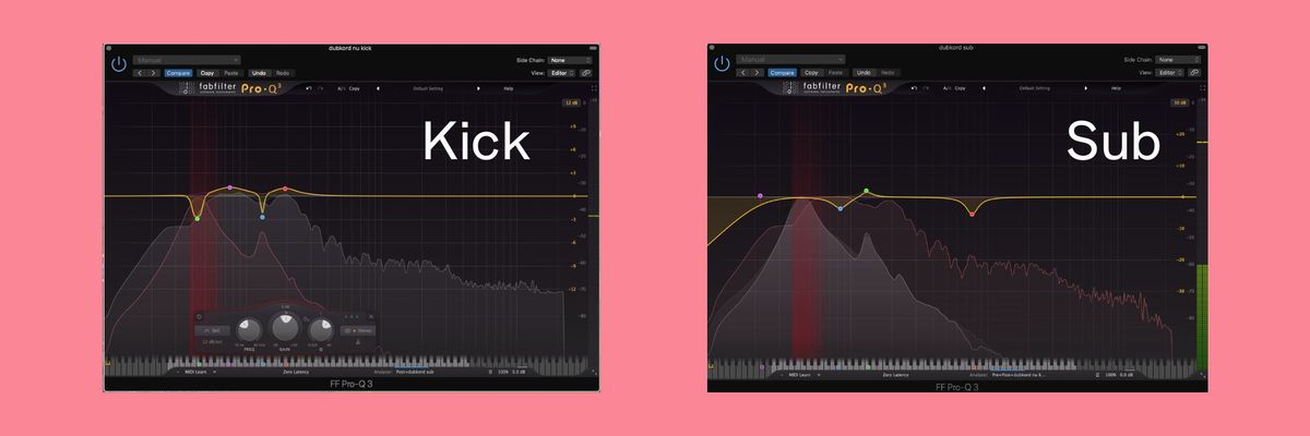 Example of a nice kick and sub balanced through Fabfilter's Pro-Q3.