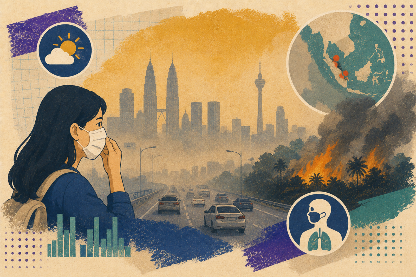 Collage on the haze returning to the Klang Valley