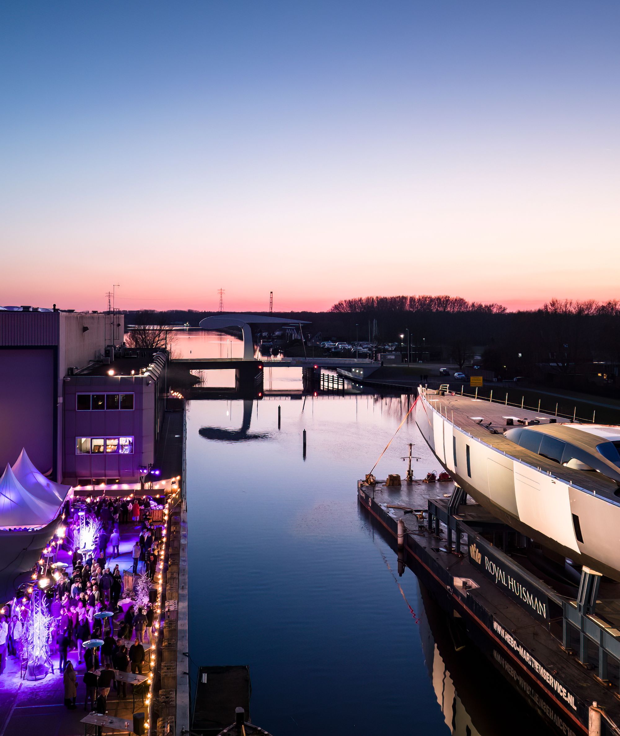 Magnificent celebration at Royal Huisman to thank all the teams for their incredible work on the yacht.