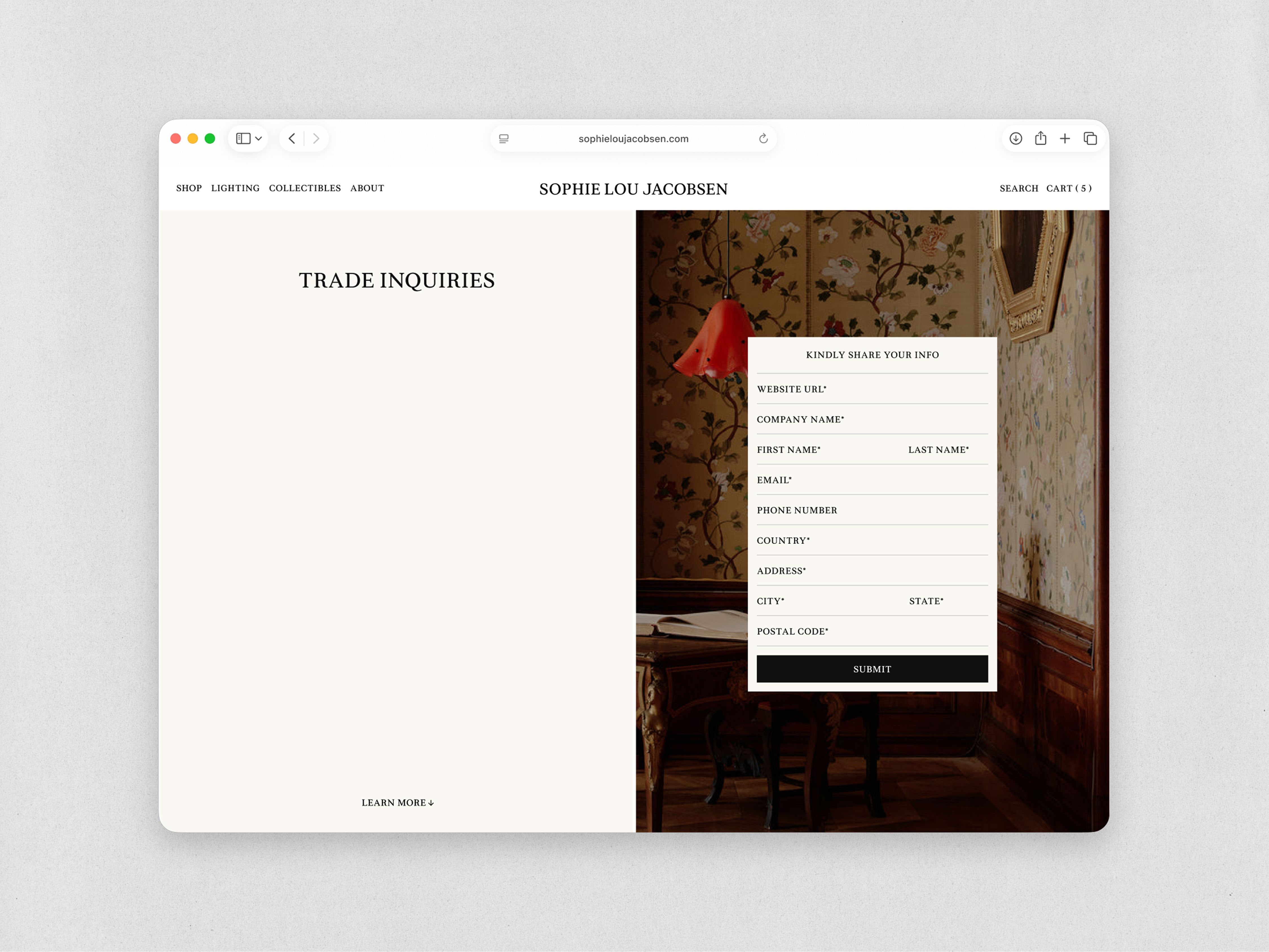 Trade inquiries form