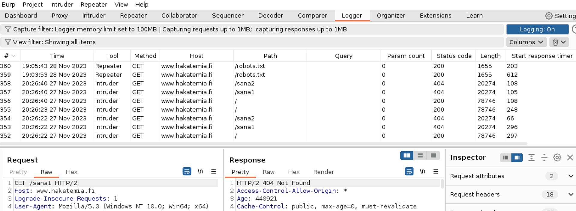BurpSuite - Logger | BurpSuite - Fundamentals | Hakatemia