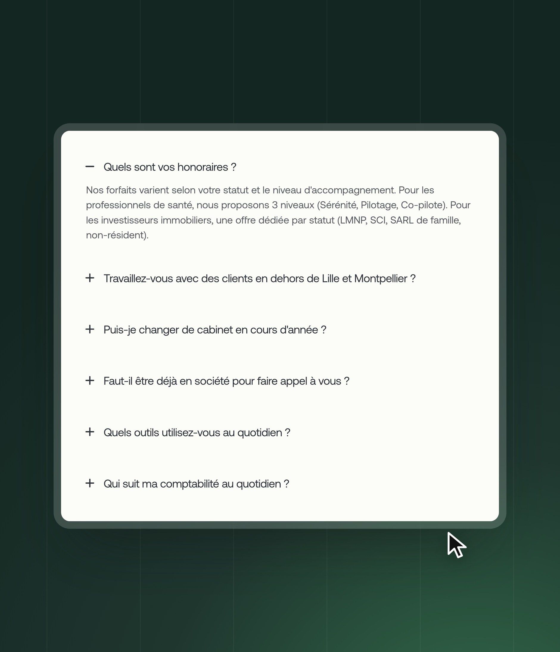Expatrim FAQ accordion
