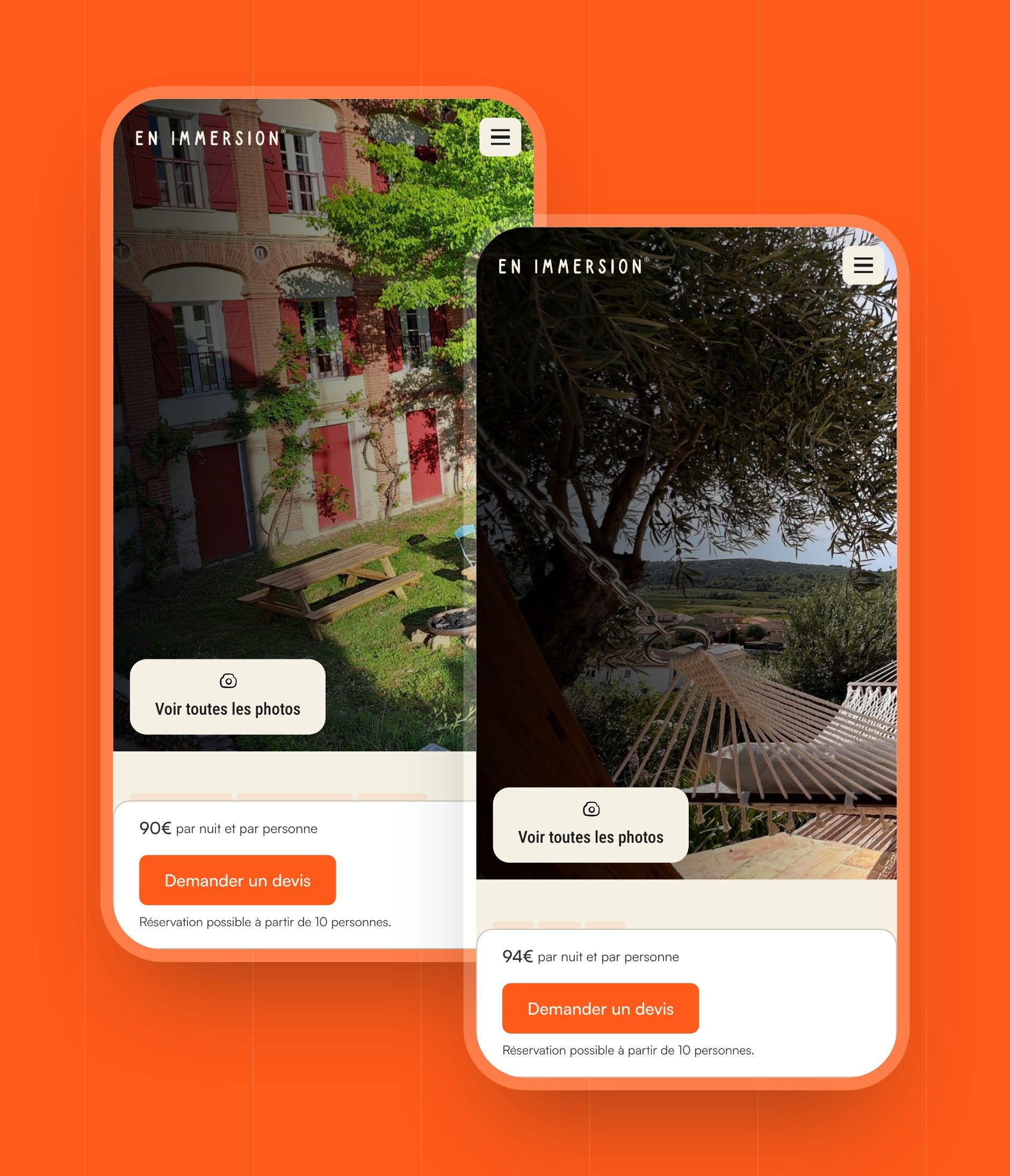 House pages on mobile: the Grande Maison Rouge and le Moulin