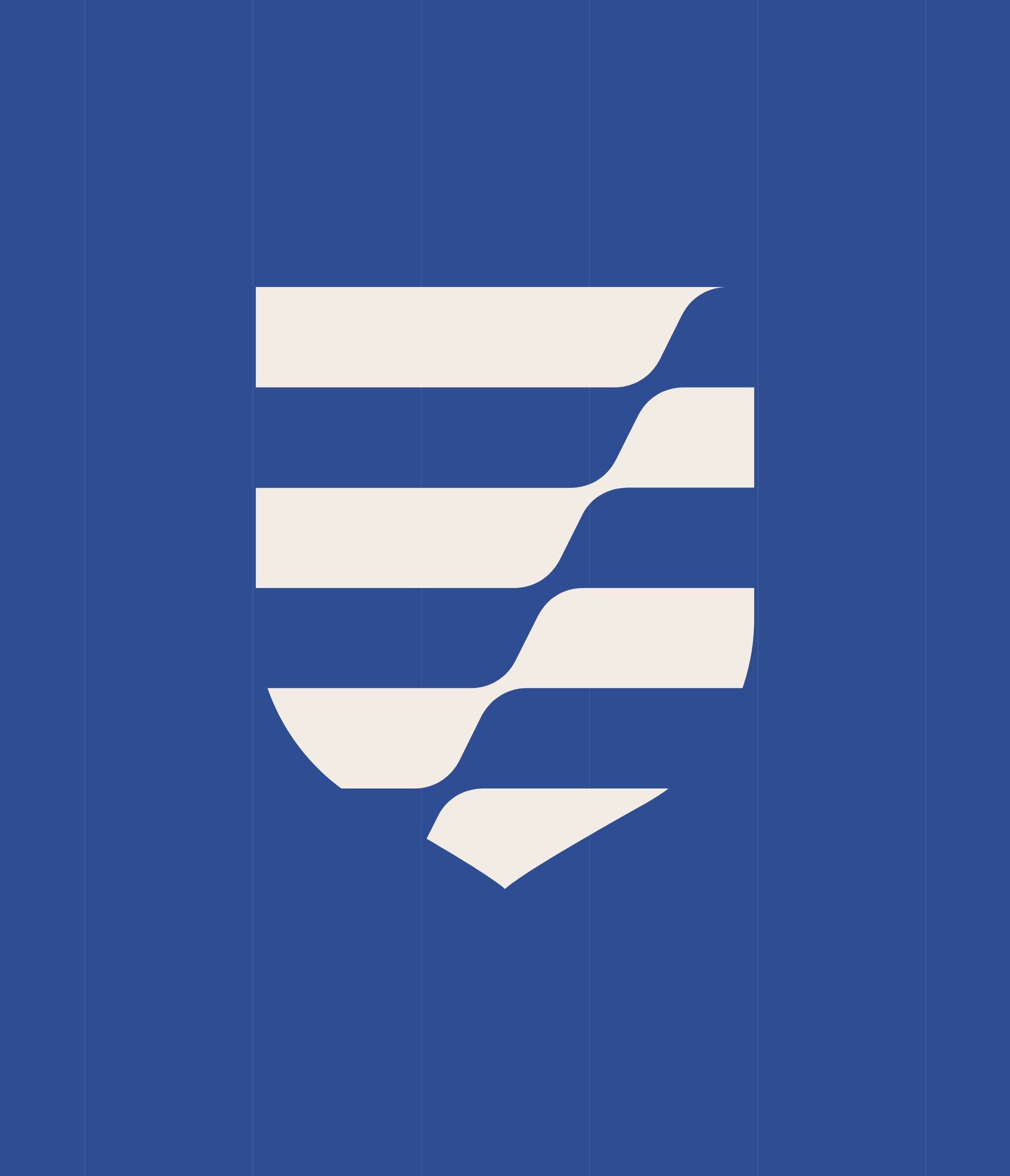 COSS icon in cream on a deep blue background