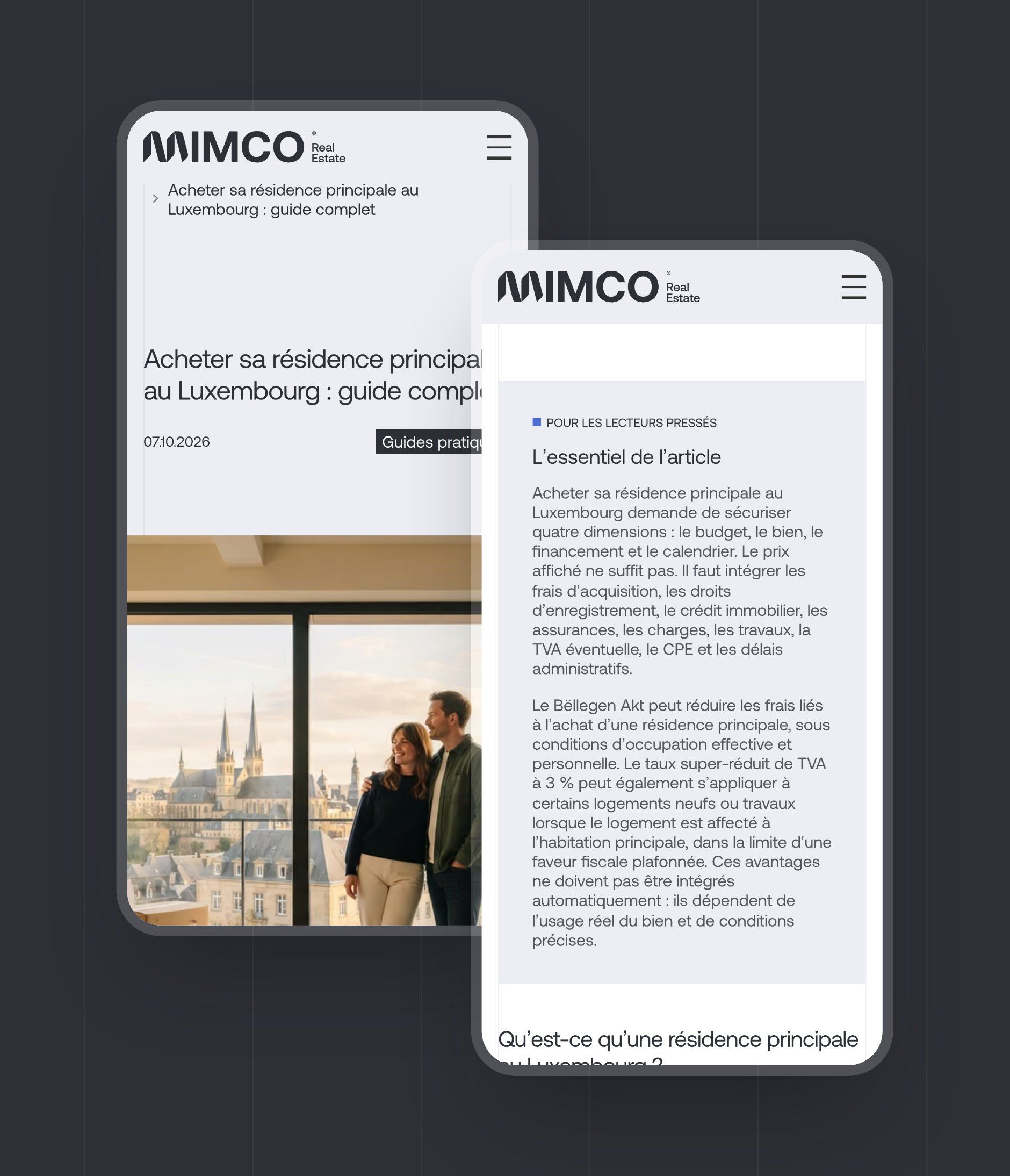 The buying guide on mobile: headline, photo and summary for readers in a hurry