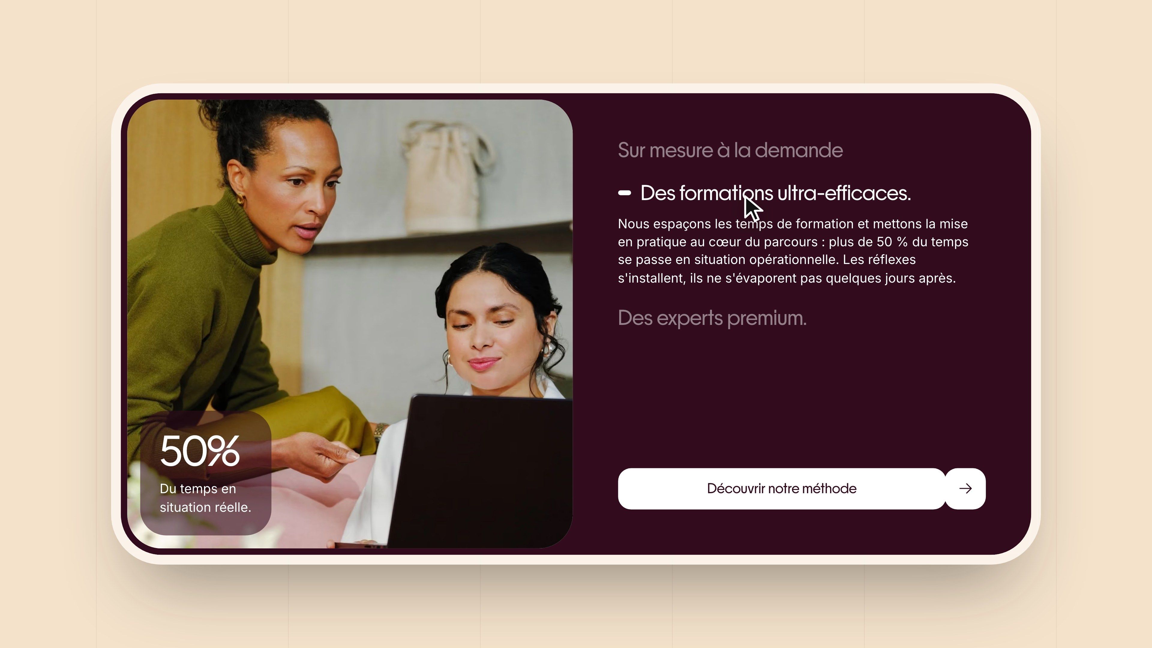 “Why Unow” tabs: tailored on demand, highly effective courses, premium experts