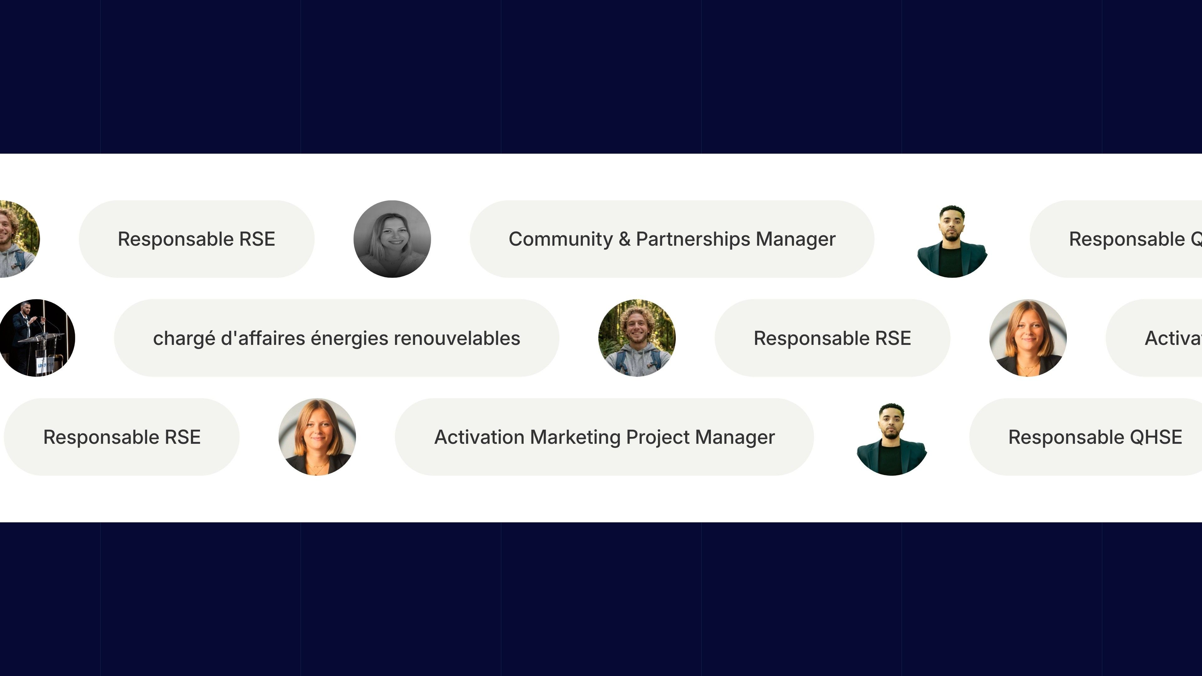 “What you can become” carousel: CSR manager, environmental engineer, climate and energy consultant…