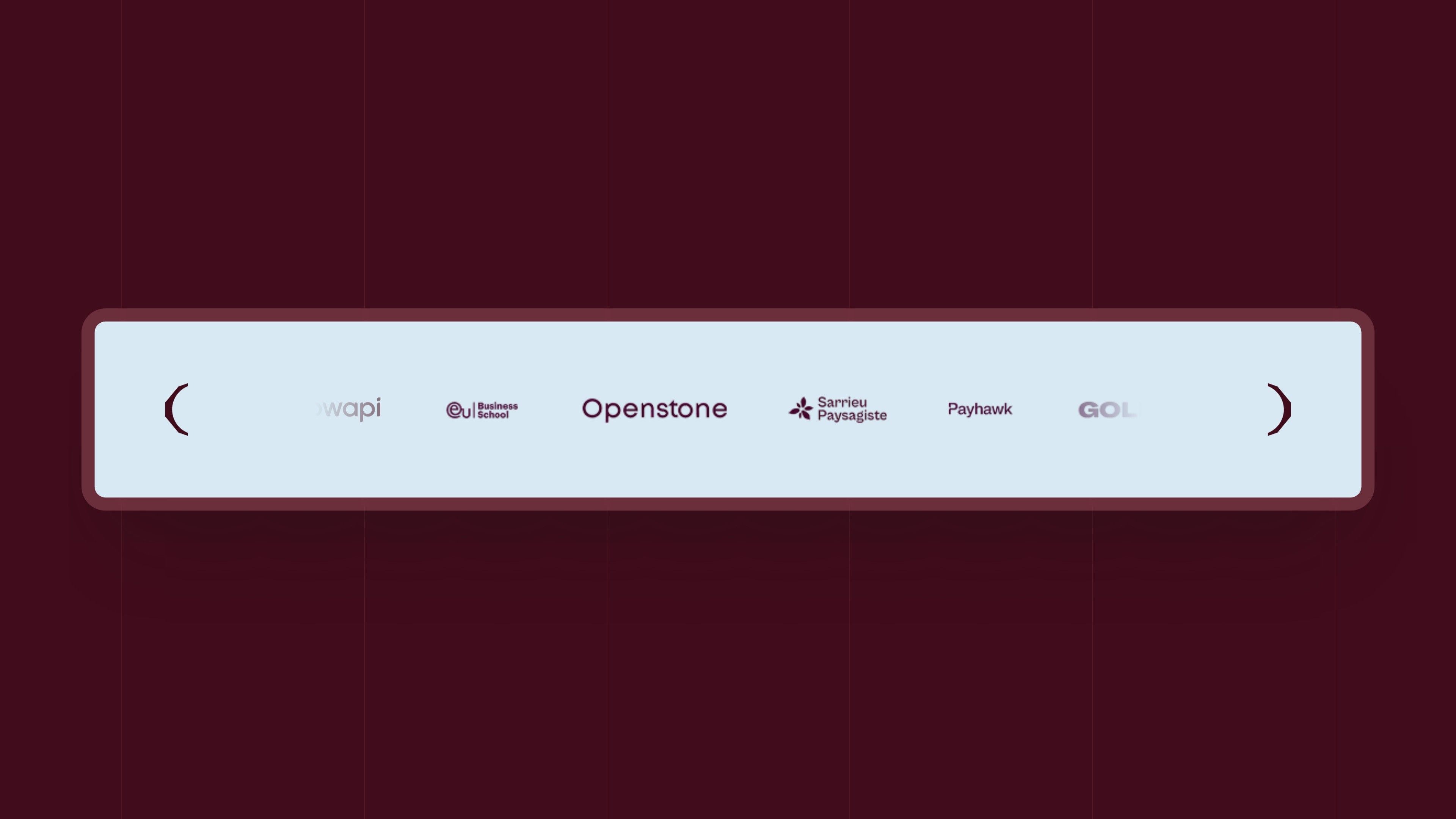 Logo banner on the Perle Noire home page, between two brackets