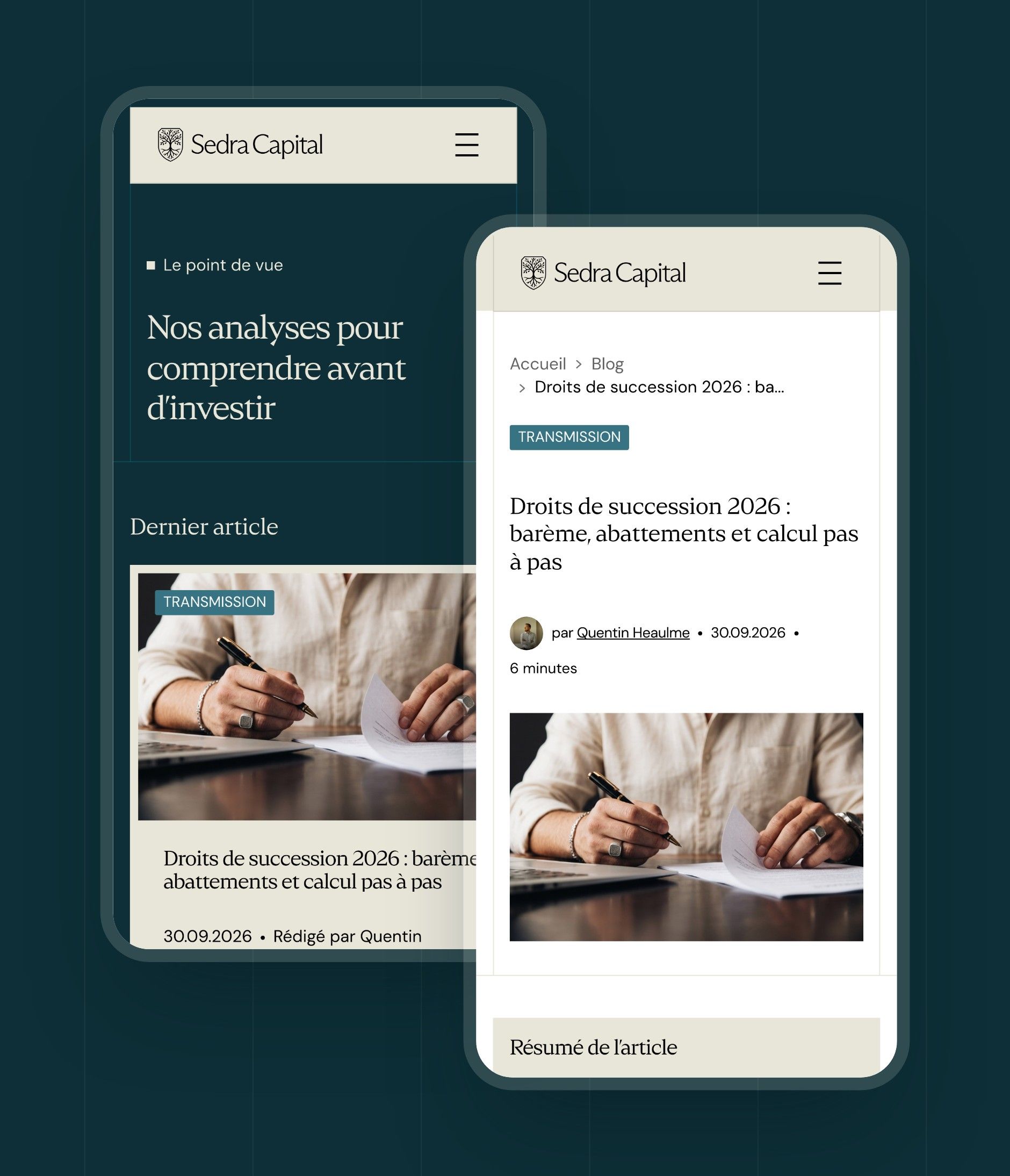 The point of view page and the inheritance tax article on mobile