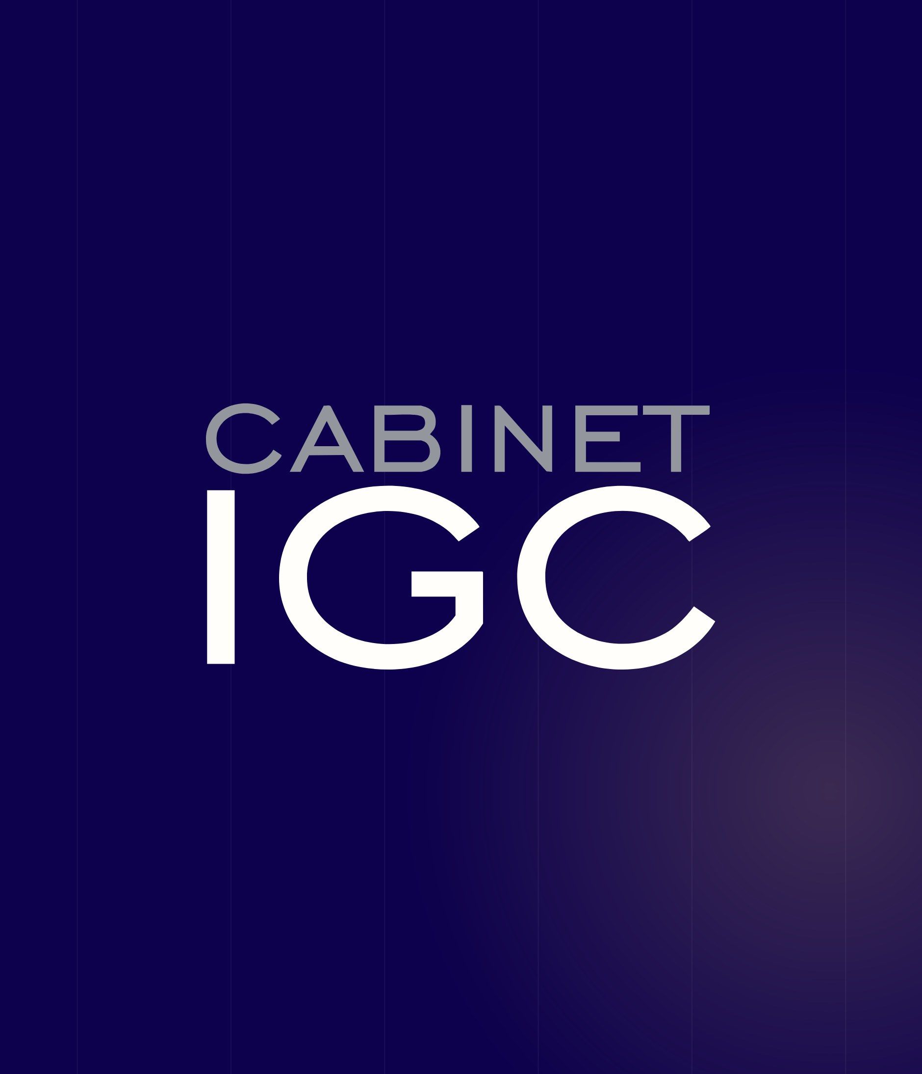 The Cabinet IGC logotype in ivory and grey on midnight blue