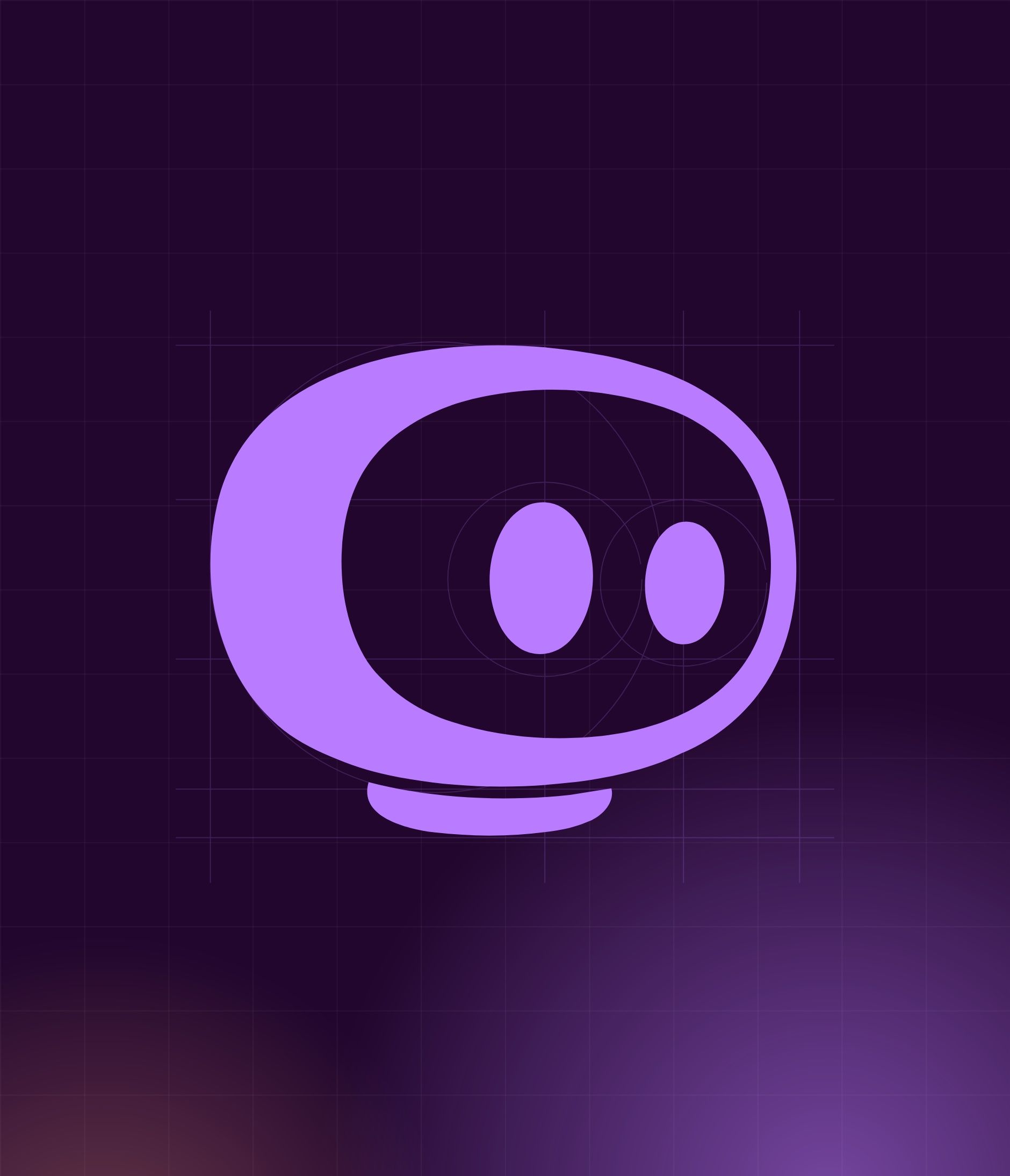 Deemply pictogram in purple on a dark purple background
