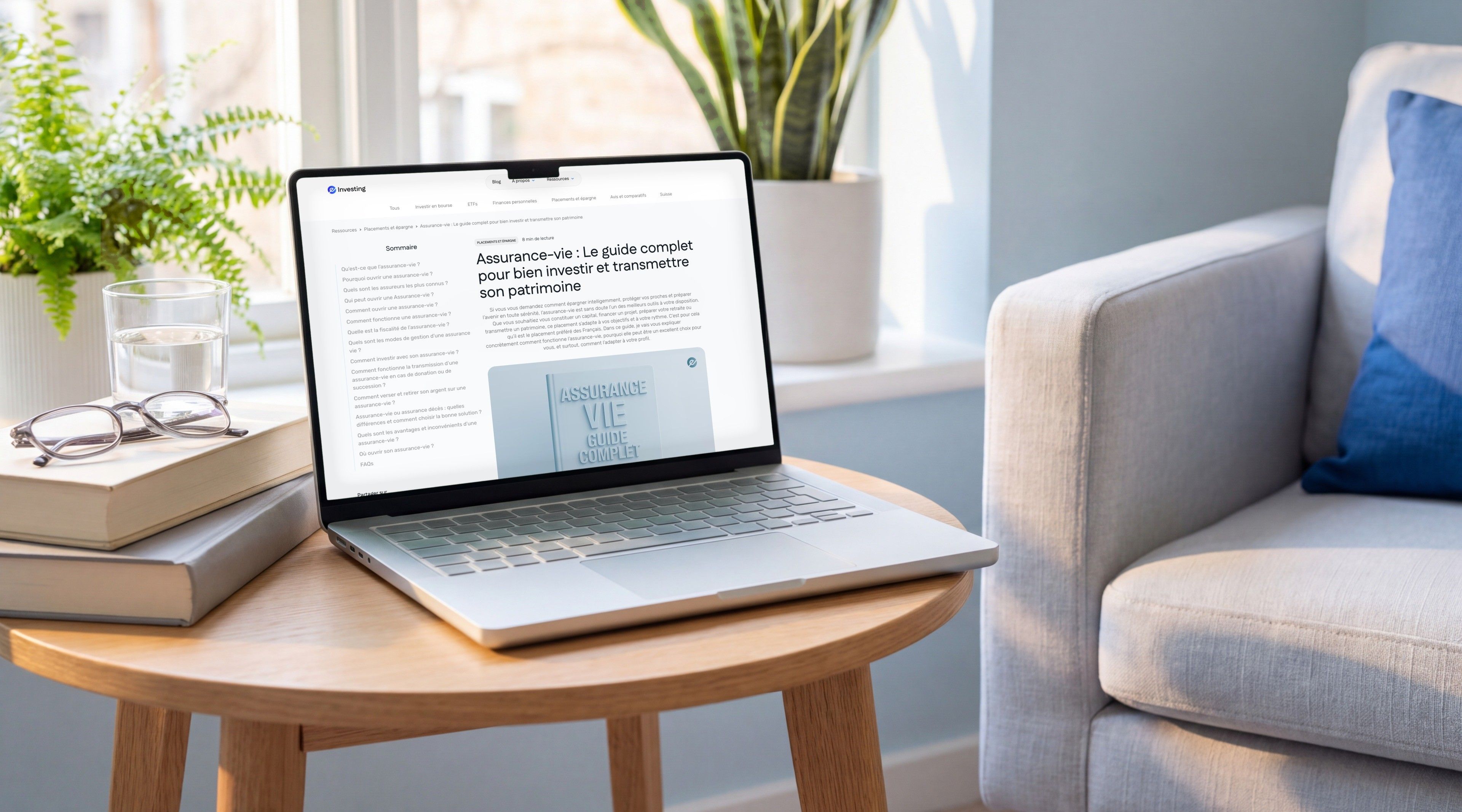 MacBook Pro open on the e-Investing article “Life insurance: the complete guide to investing and passing on your wealth”