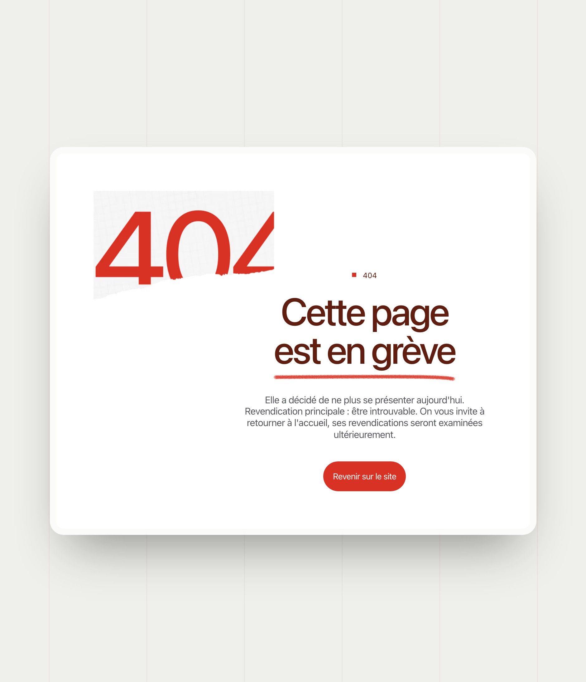 “This page is on strike” error page
