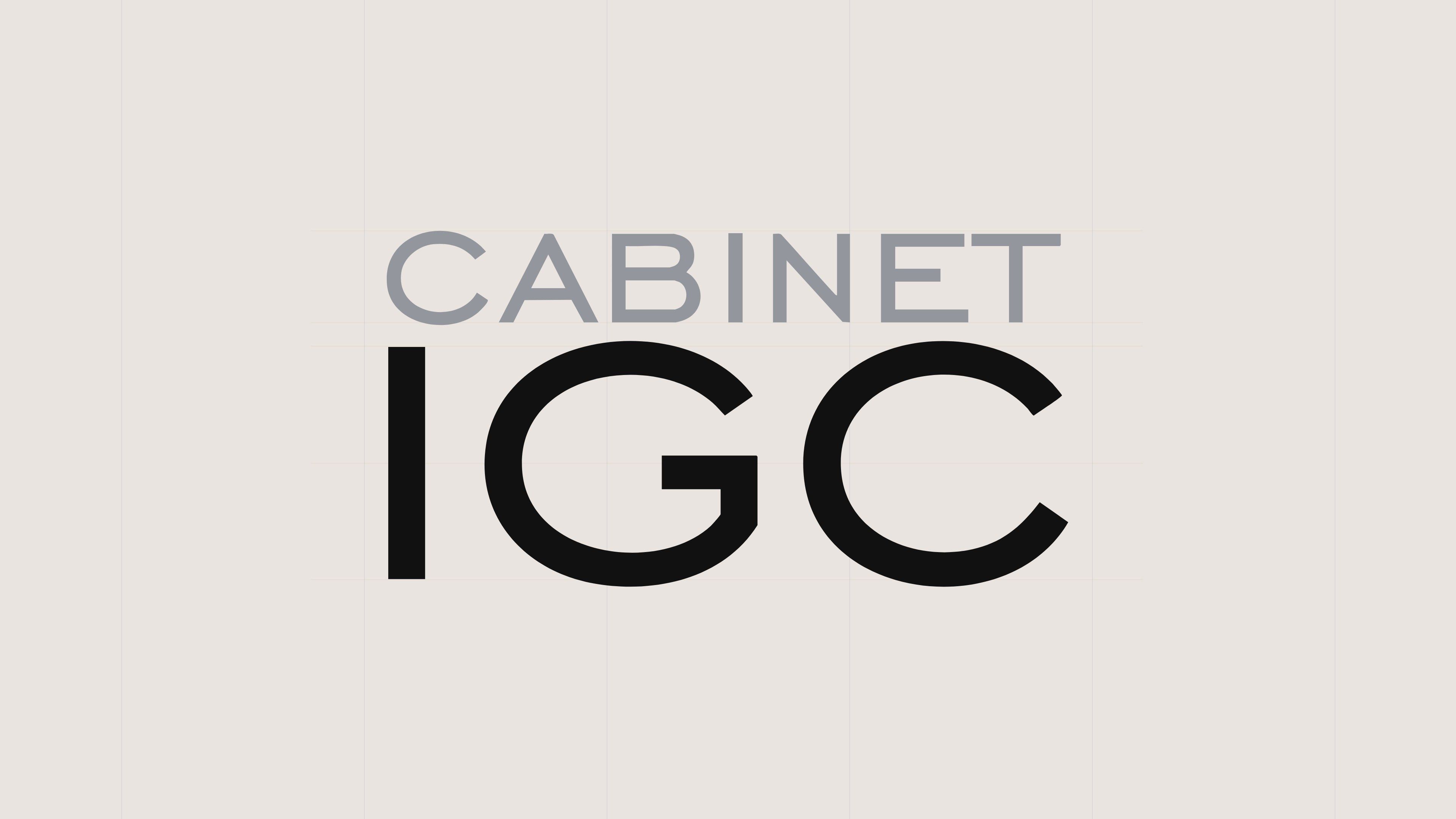 Cabinet IGC logotype: “CABINET” in grey capitals above “IGC” in black, on a beige background