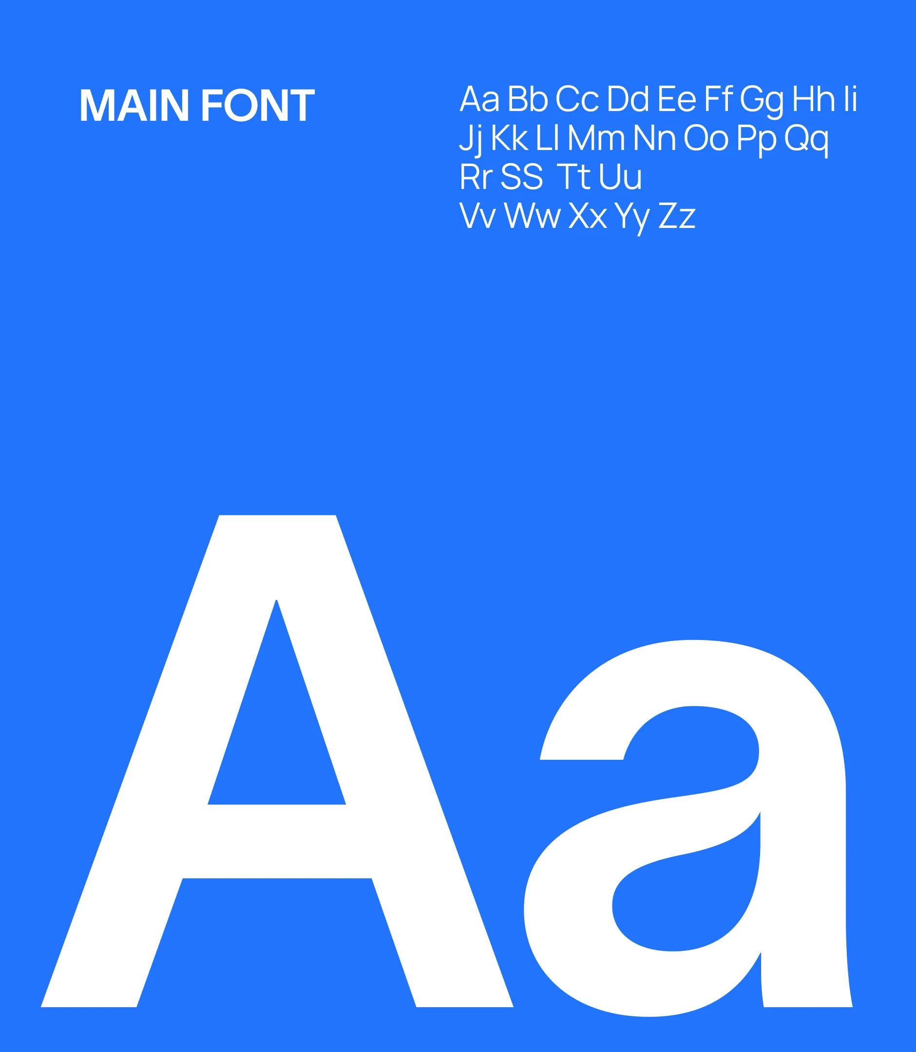 Diffly type specimen: main font with full alphabet and large white "Aa" on a blue background
