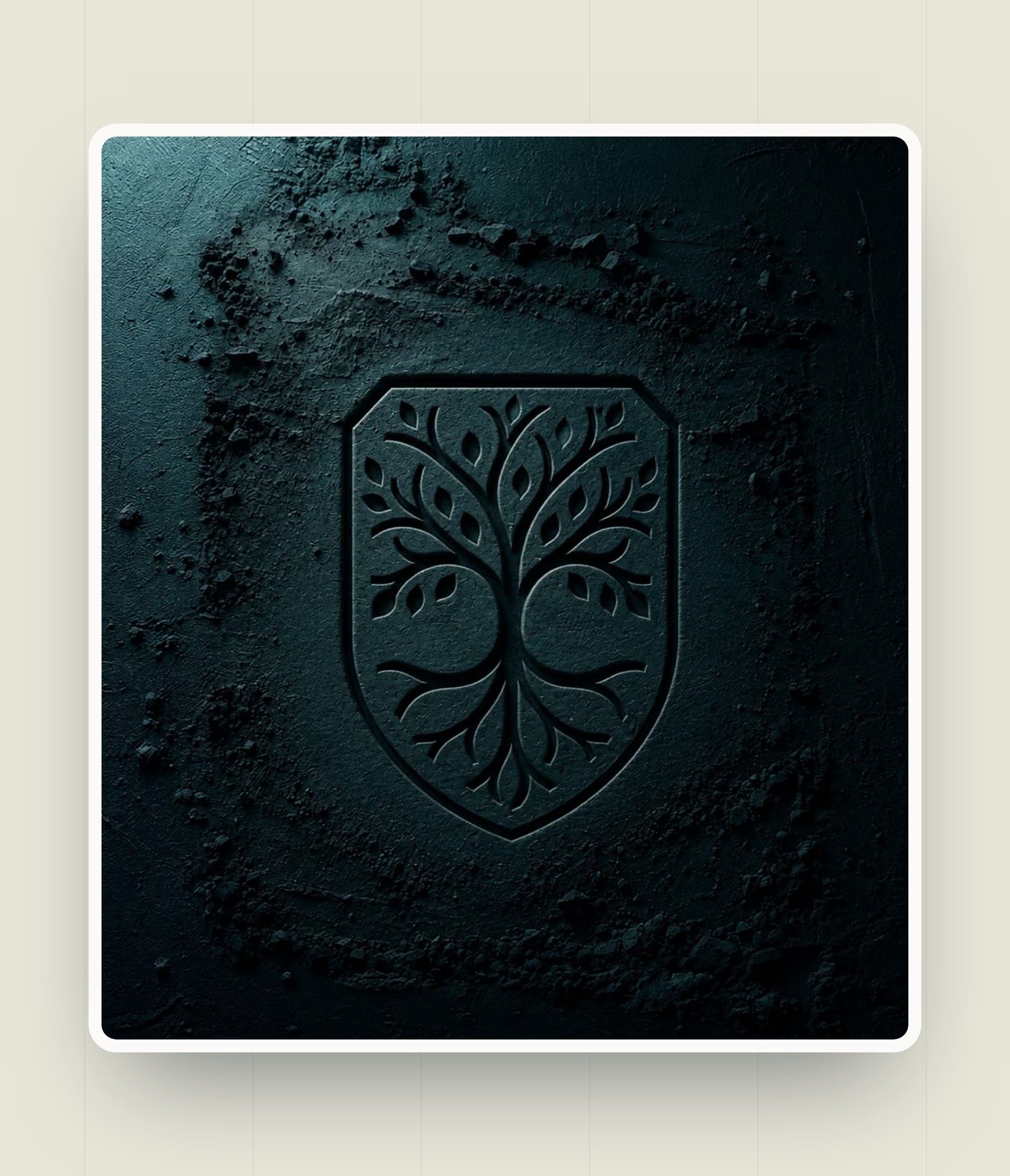 The Sedra Capital crest engraved in dark stone