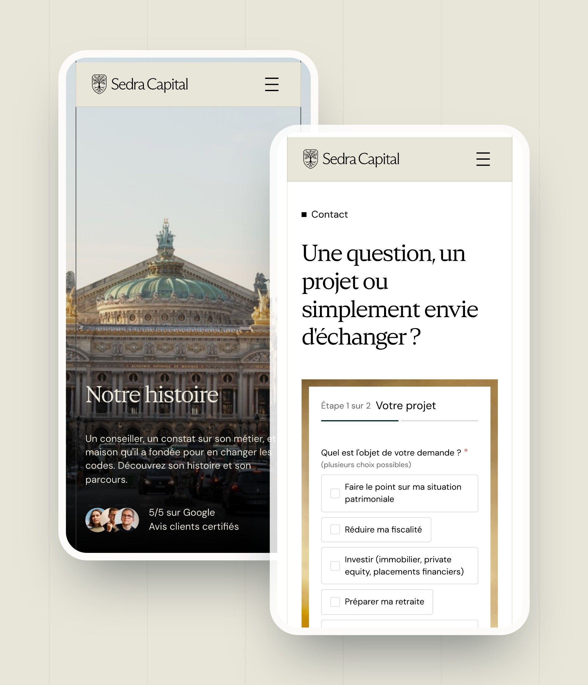 The firm page and the Book an appointment page on mobile