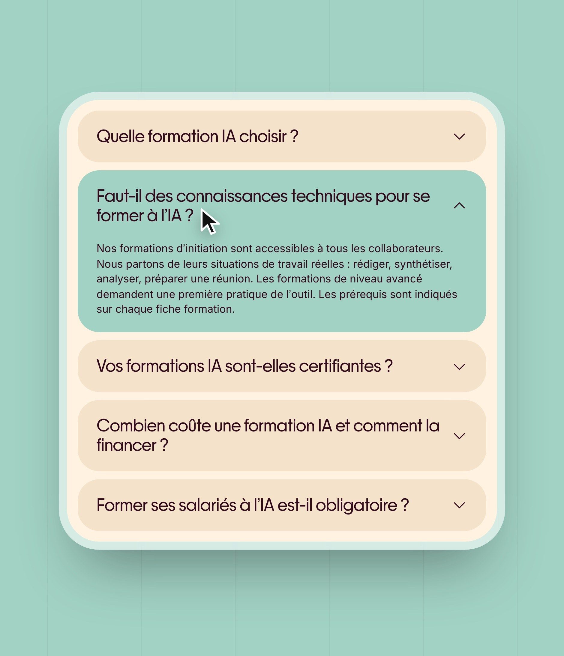 AI Courses page FAQ accordion