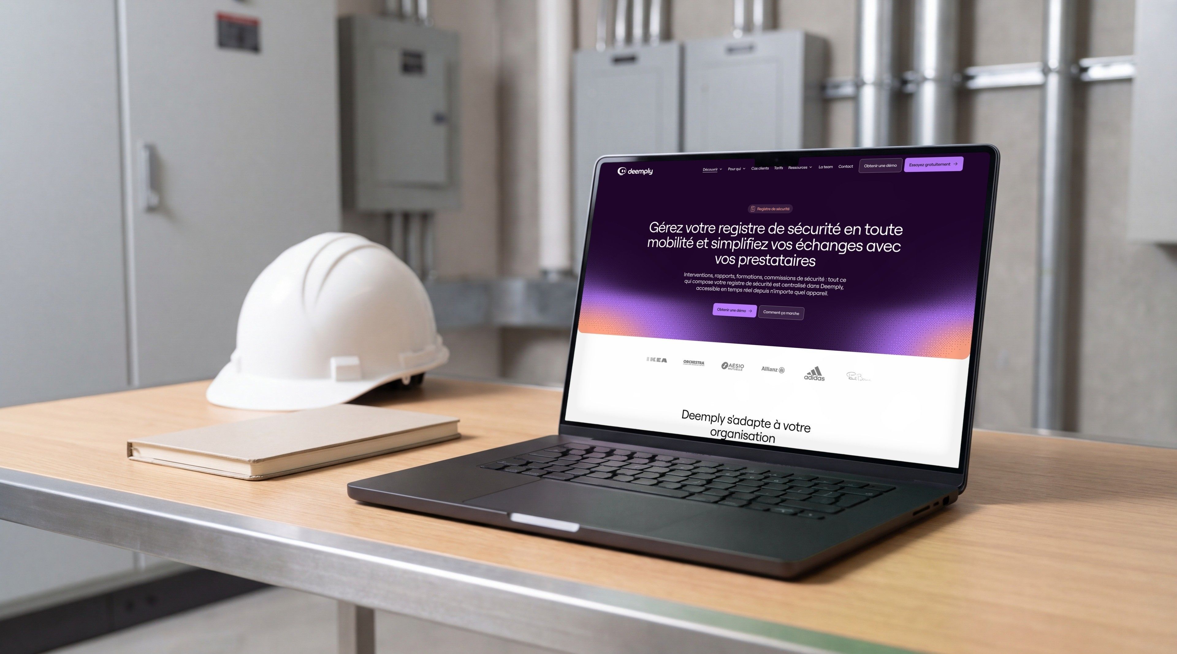 MacBook Pro open on Deemply's Safety register module page
