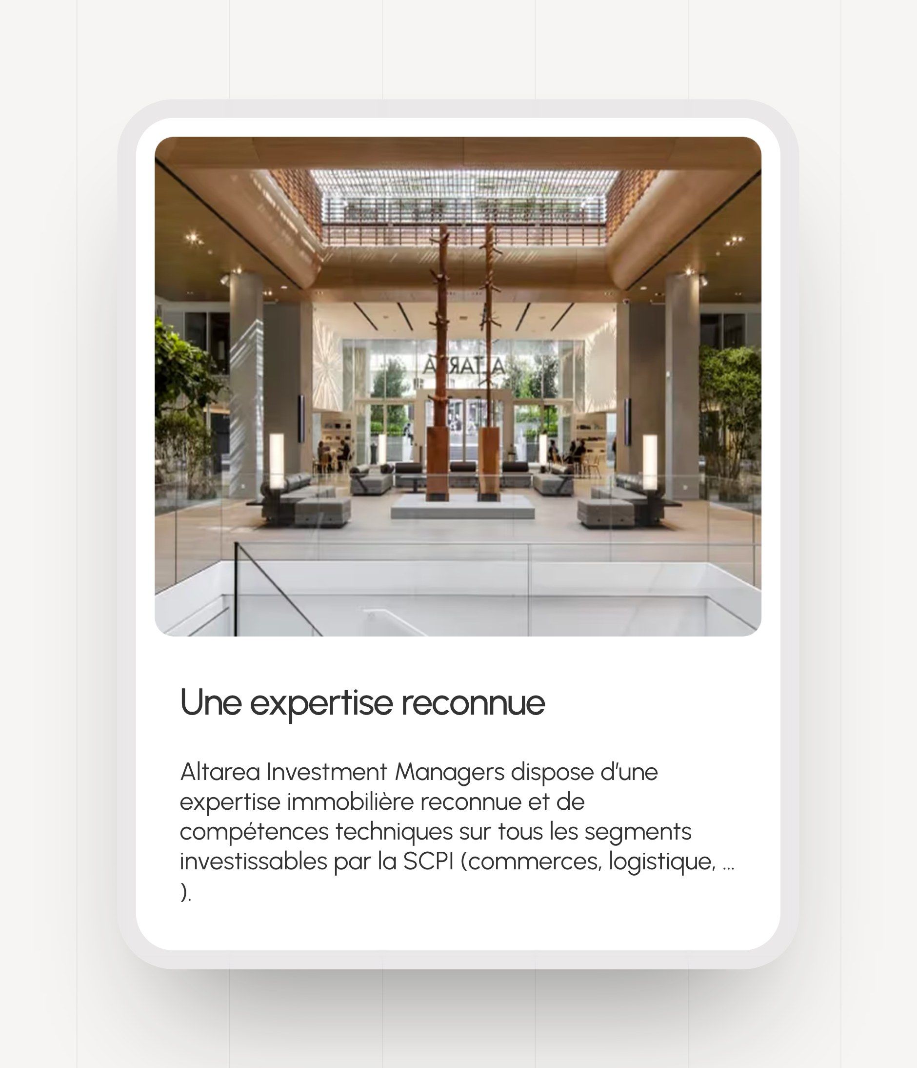 “Recognised expertise” card on a warm grey background