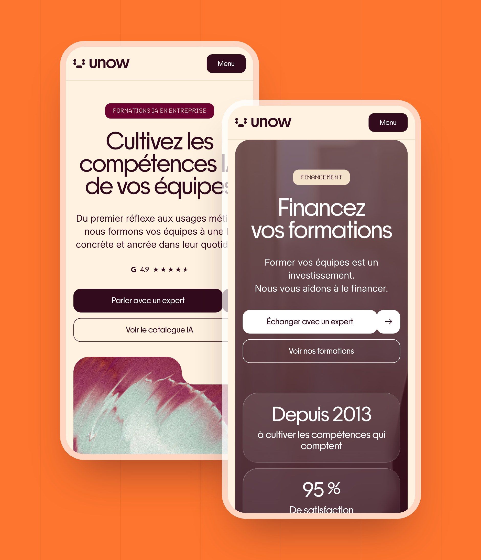 AI Courses and Funding pages on mobile