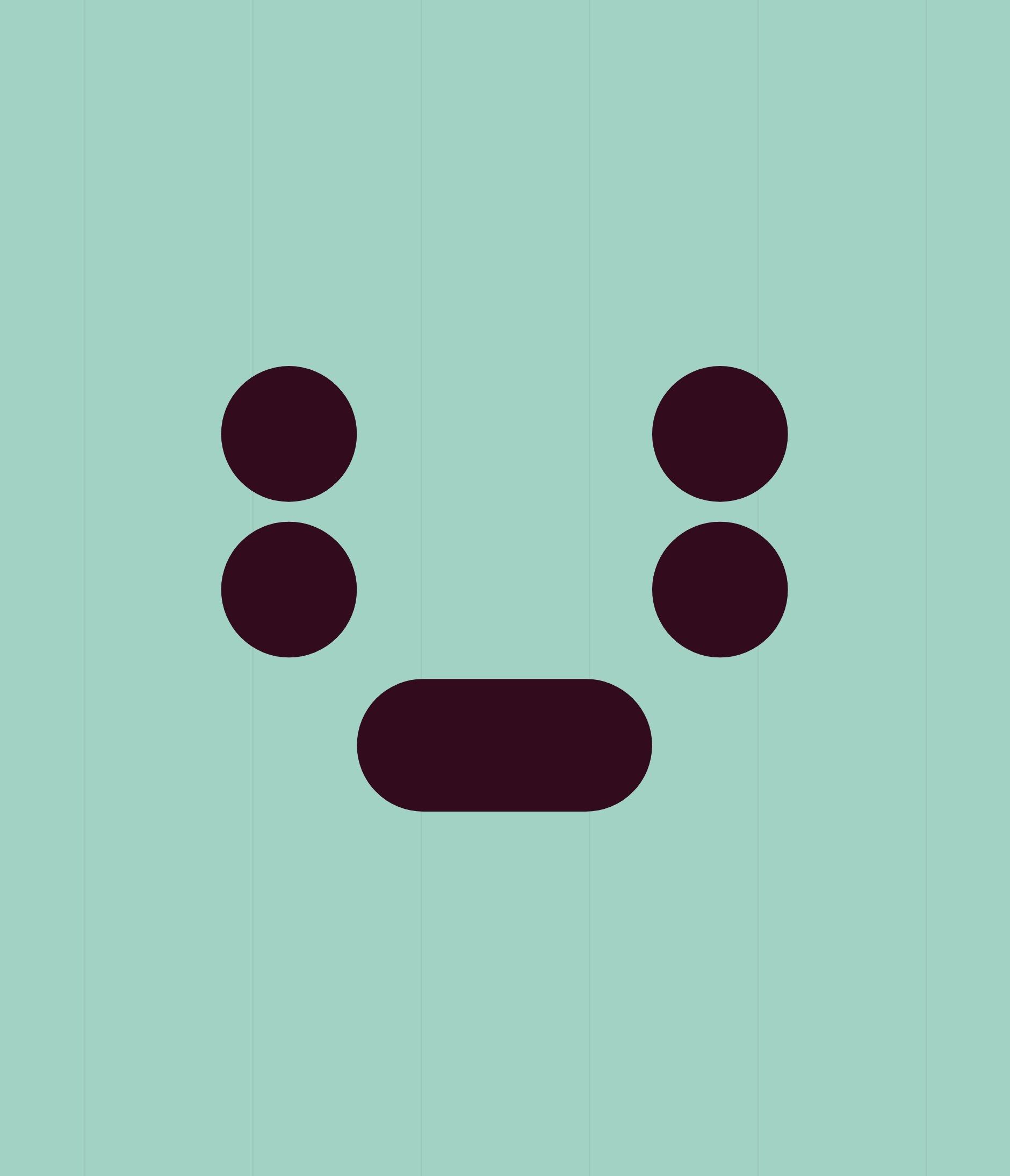 The Unow logo face, large, in plum on a green background
