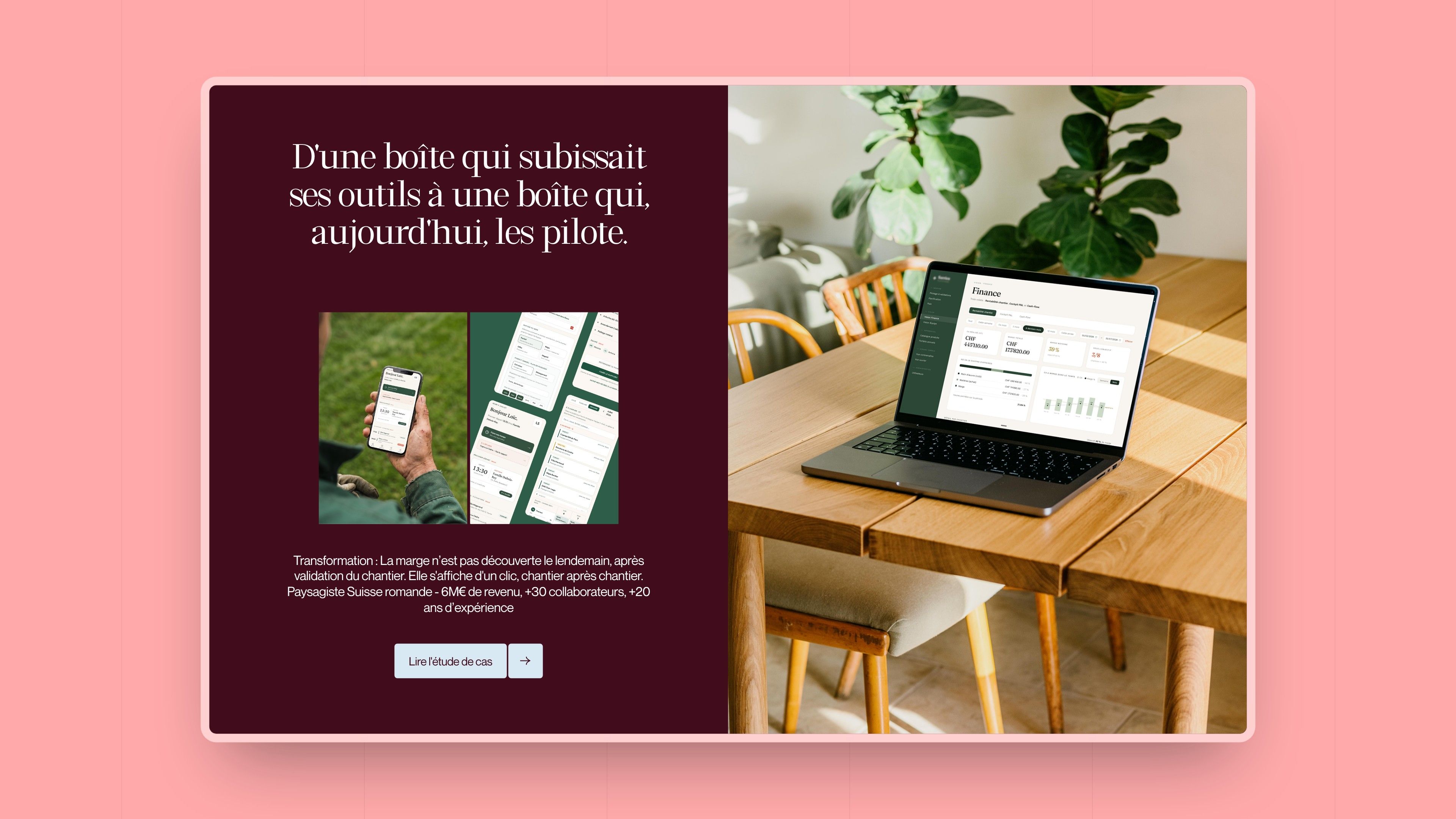 The featured case study on the home page: from a company that was at the mercy of its tools to one that runs them