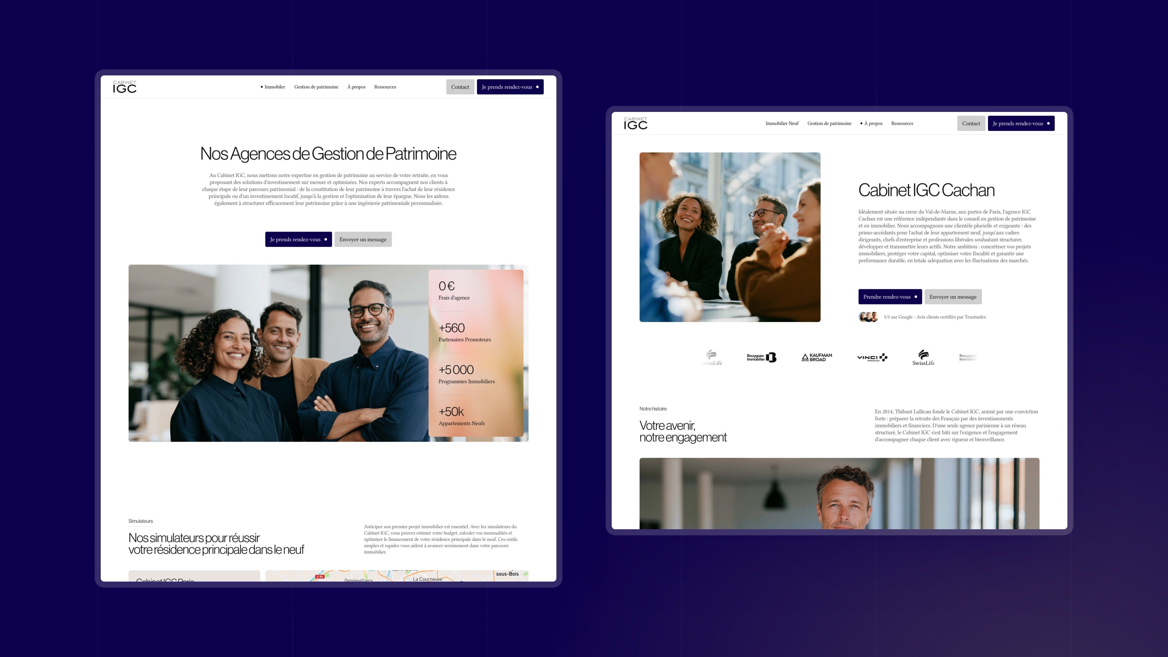 Our wealth management agencies page and an agency page