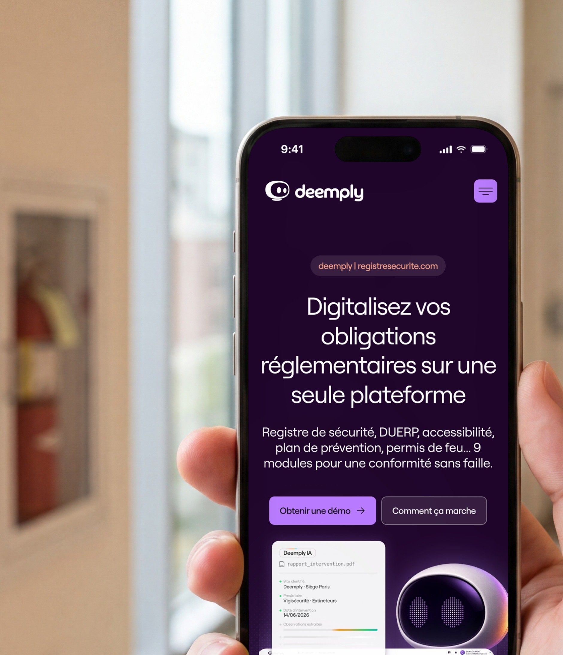 iPhone 16 Pro open on the Deemply mobile home page