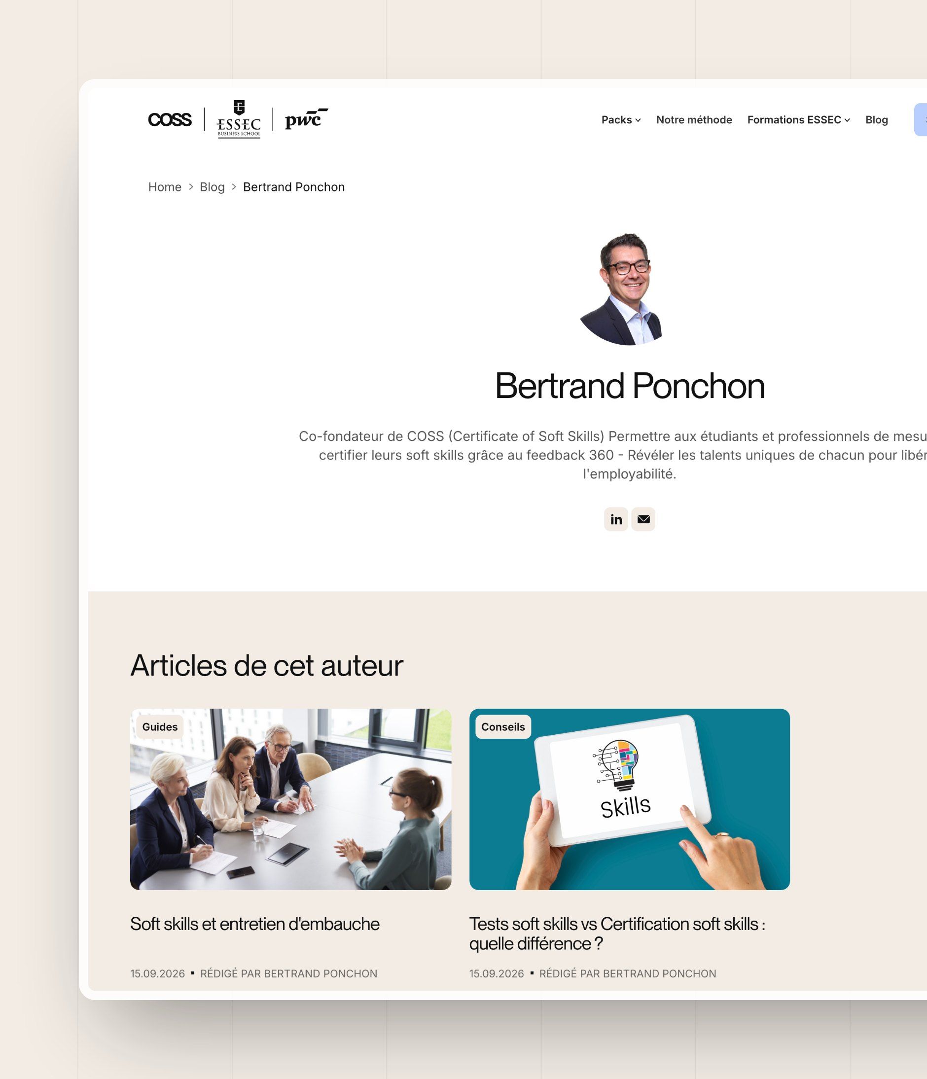 Author page of Bertrand Ponchon, co-founder of COSS, with their articles