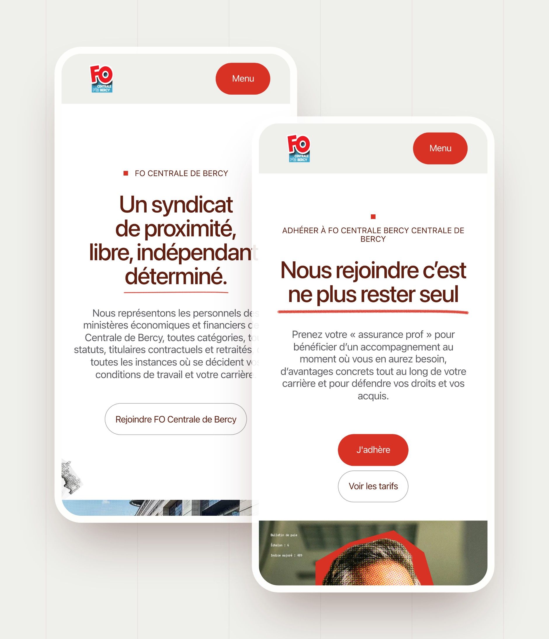 About us and My benefits pages on mobile