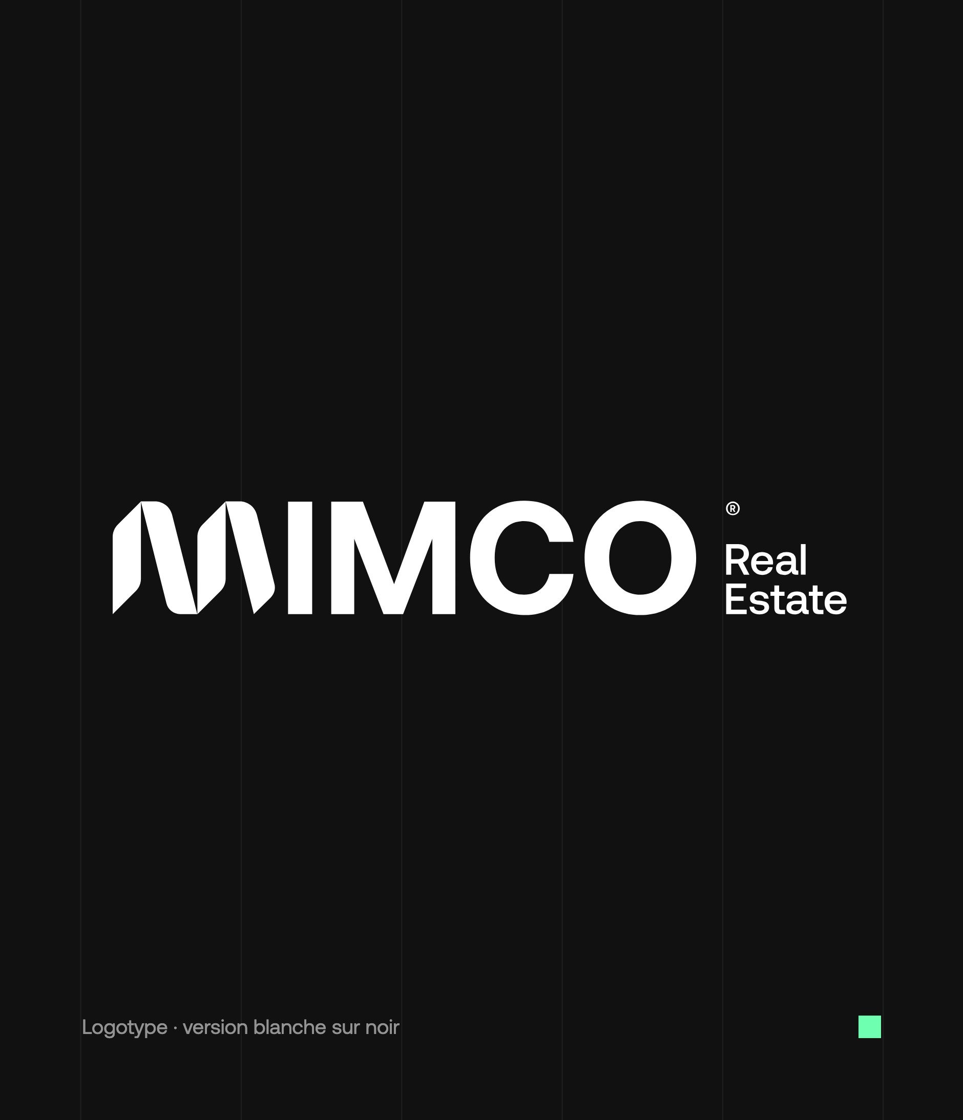 Mimco Real Estate logotype in white on a black background