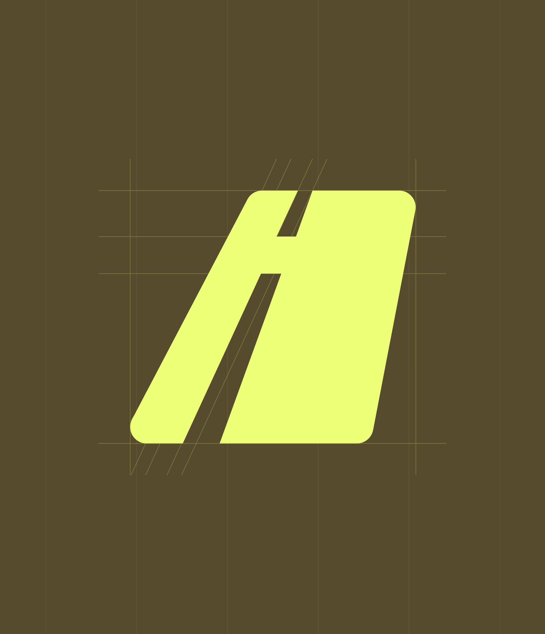 Piana symbol in lemon yellow on a khaki background