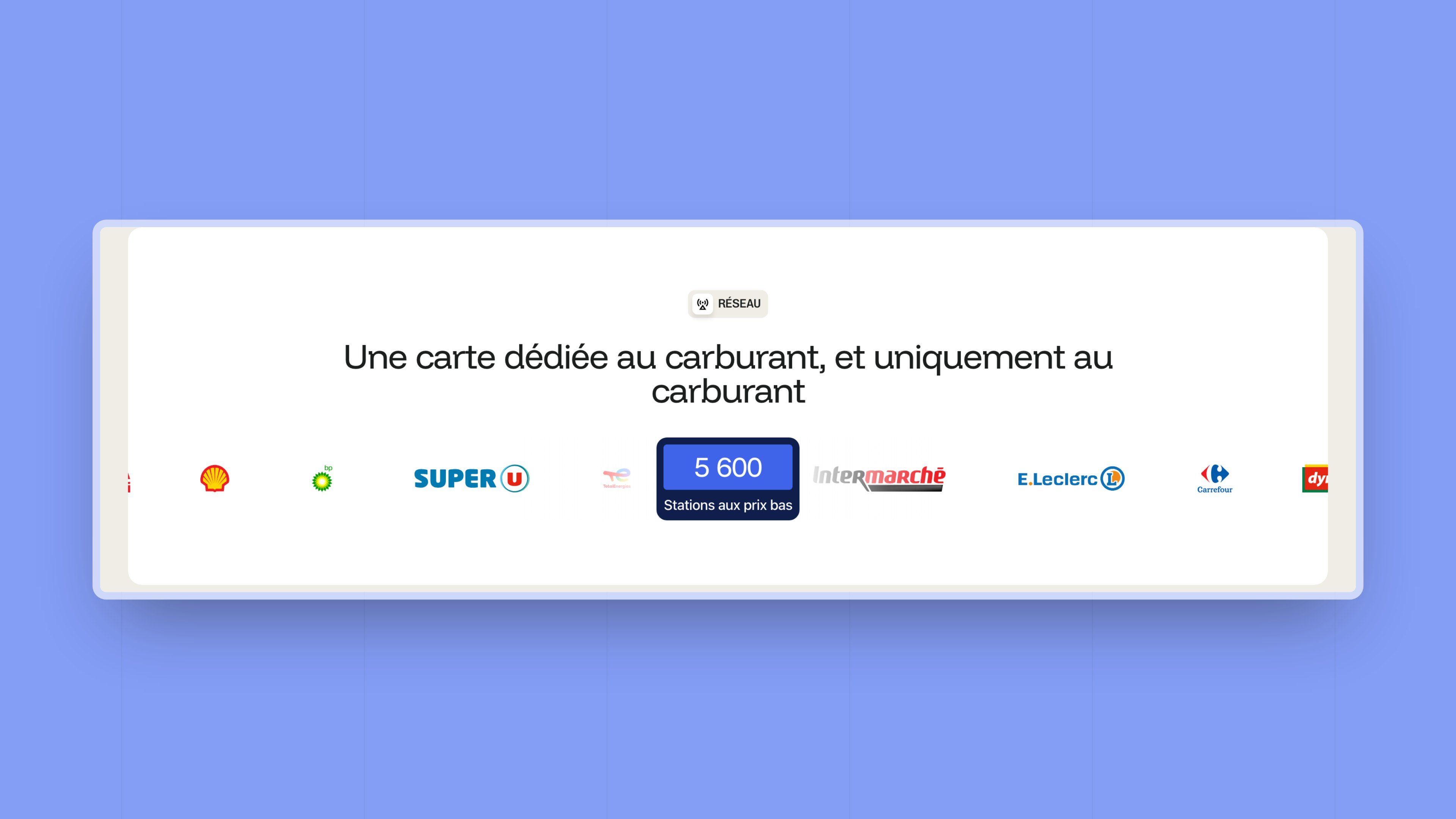 Network banner: 5,600 low-price stations, with the logos of partner brands