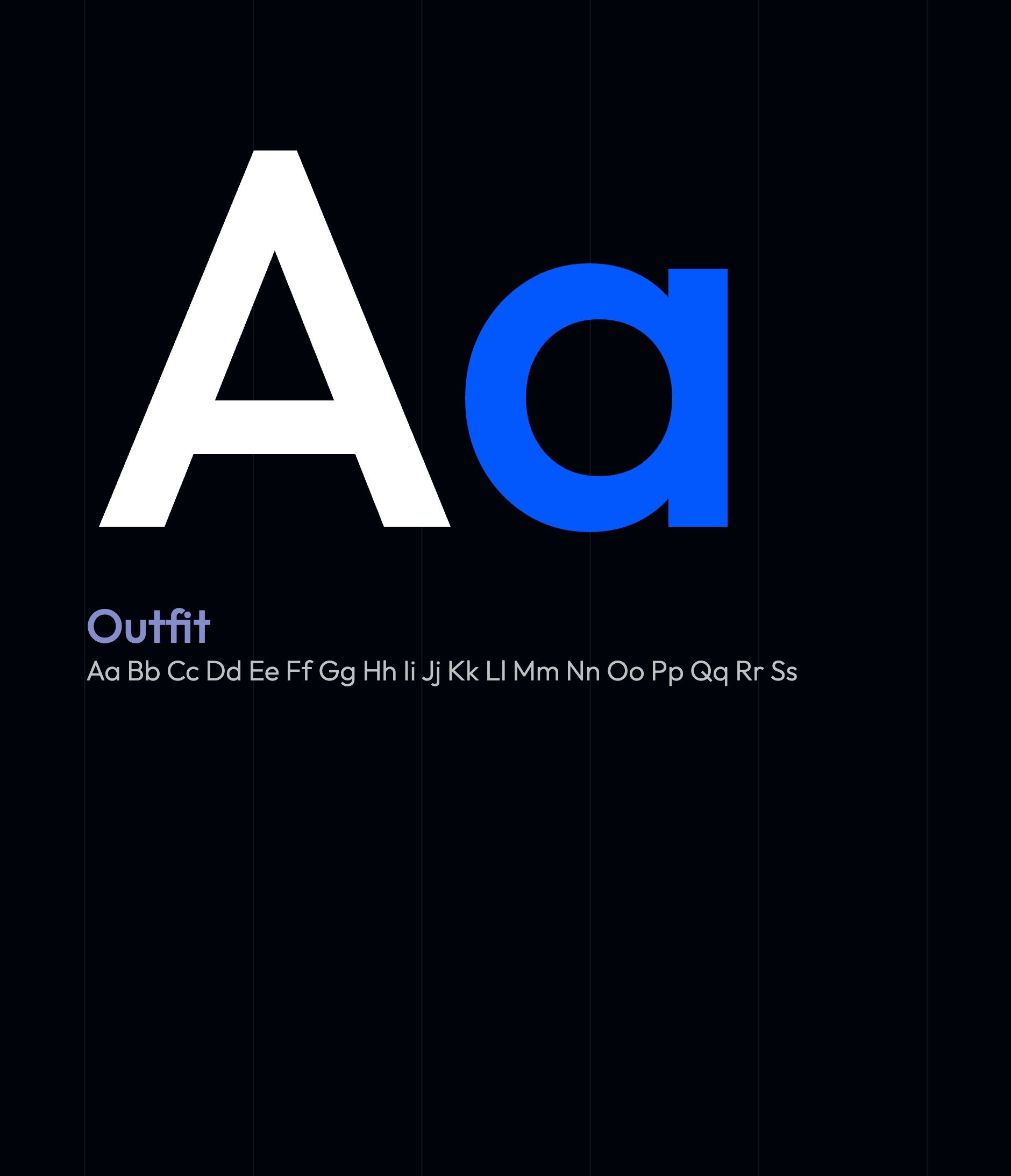 Typographie Outfit de ComPilot, « Aa » blanc et bleu sur fond encre