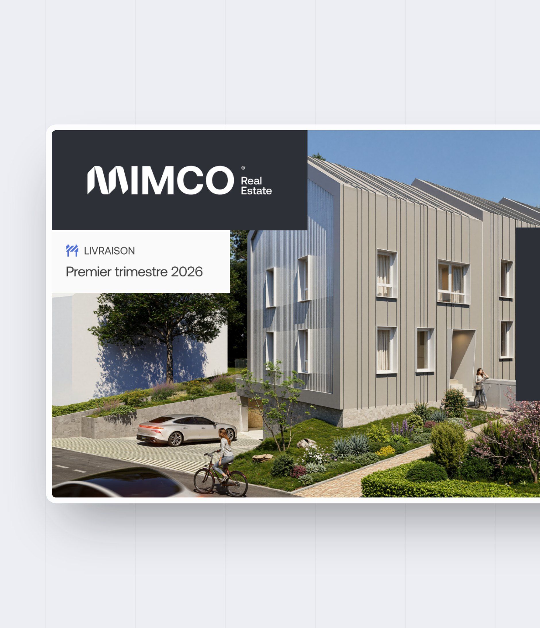 Mimco construction hoarding: logo, delivery in Q1 2026 and QR code to the website