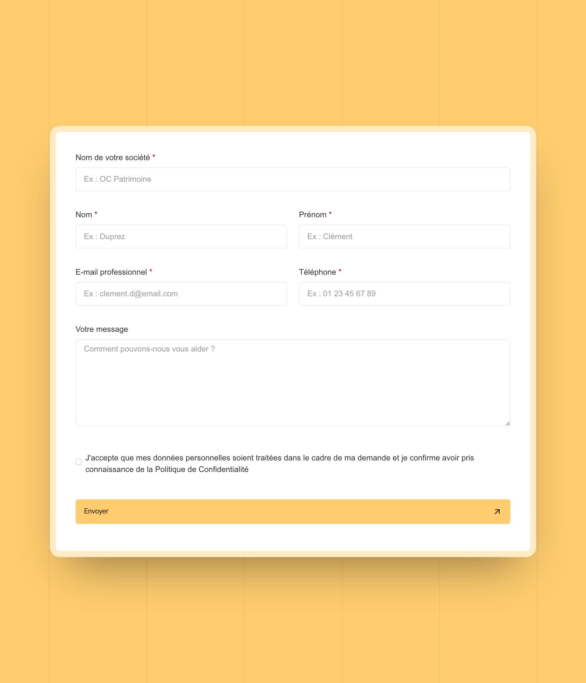Partner area contact form